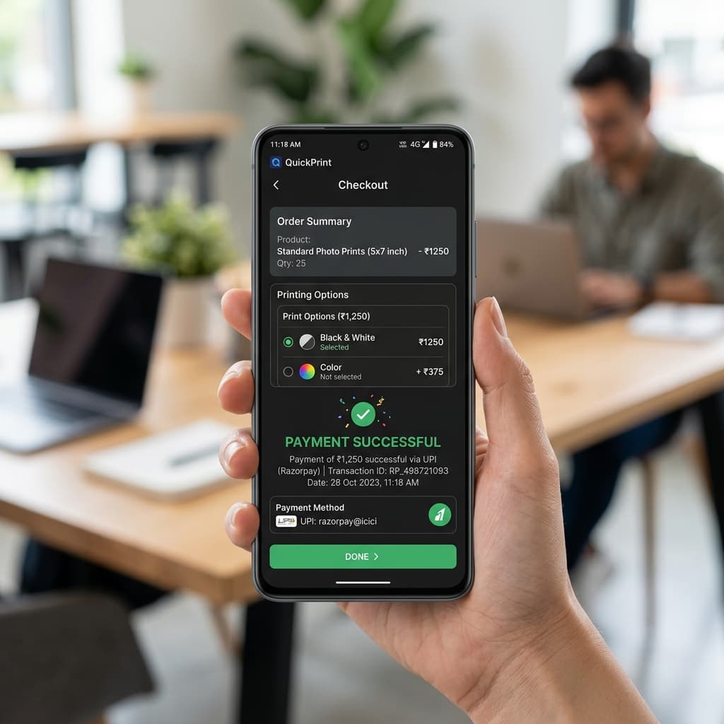 Choose your print settings and pay securely